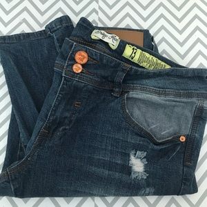 Like New Indigo Rein Destructed Skinny Jeans